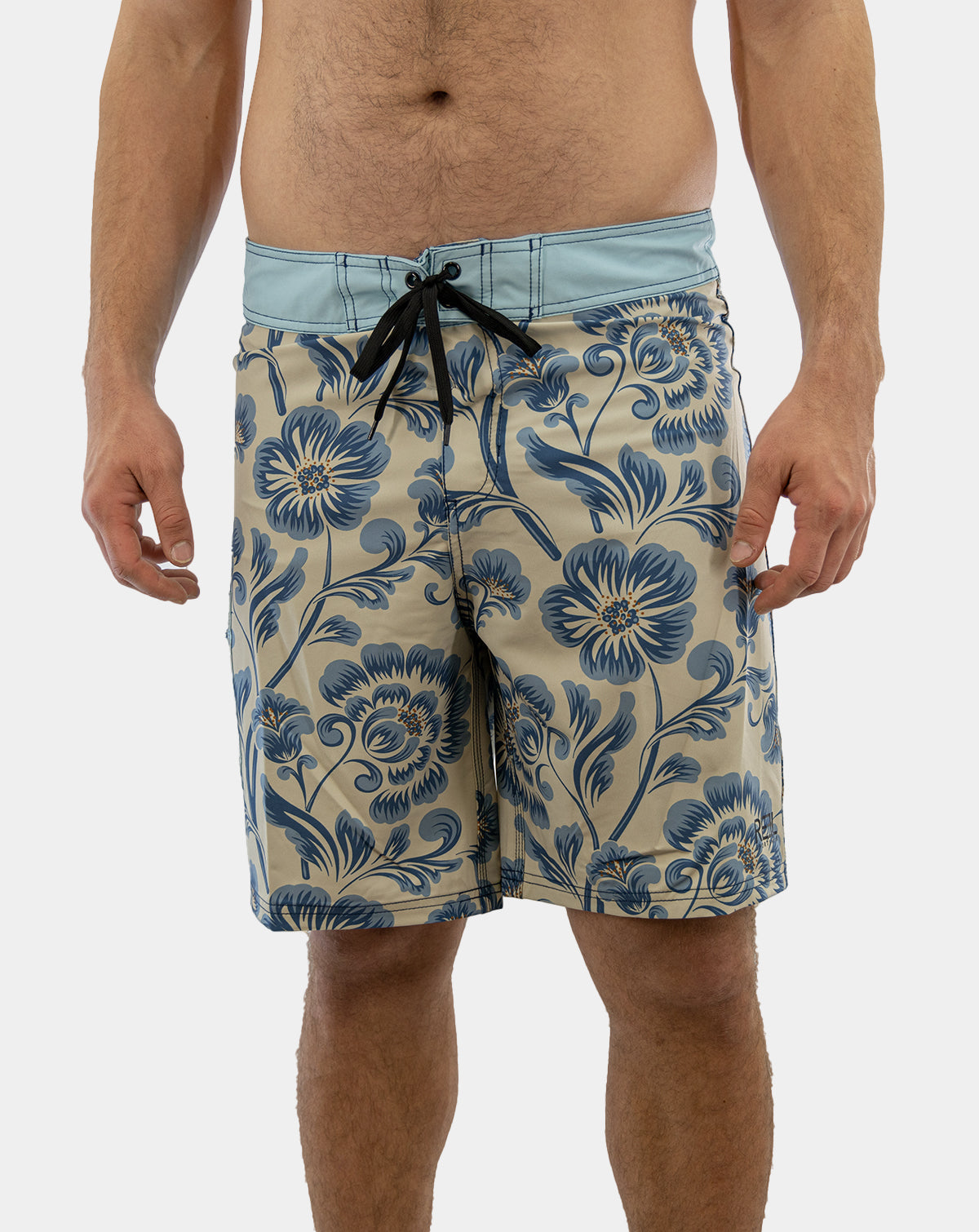 Blue Floral Print Boardshorts 20-Inch Length