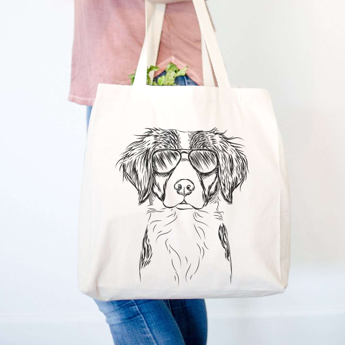 Brittany Spaniel Canvas Tote Bag - Eco-Friendly Beige Tote