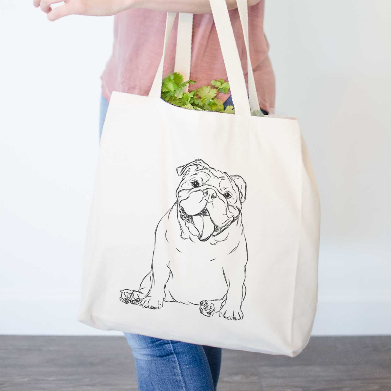 English Bulldog Print Cotton Canvas Tote Bag