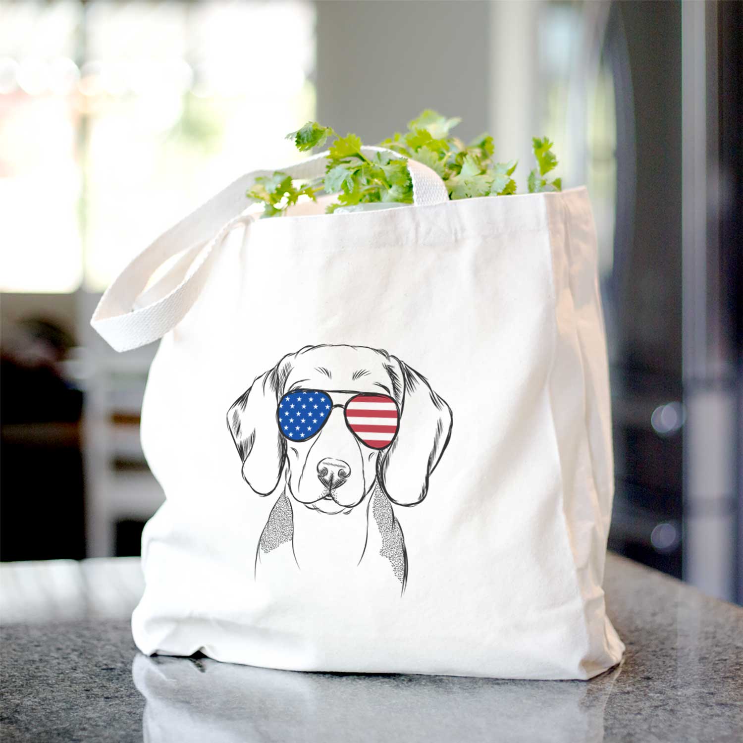 Cotton Canvas Tote Bag with 26" Handles - Beagle Design