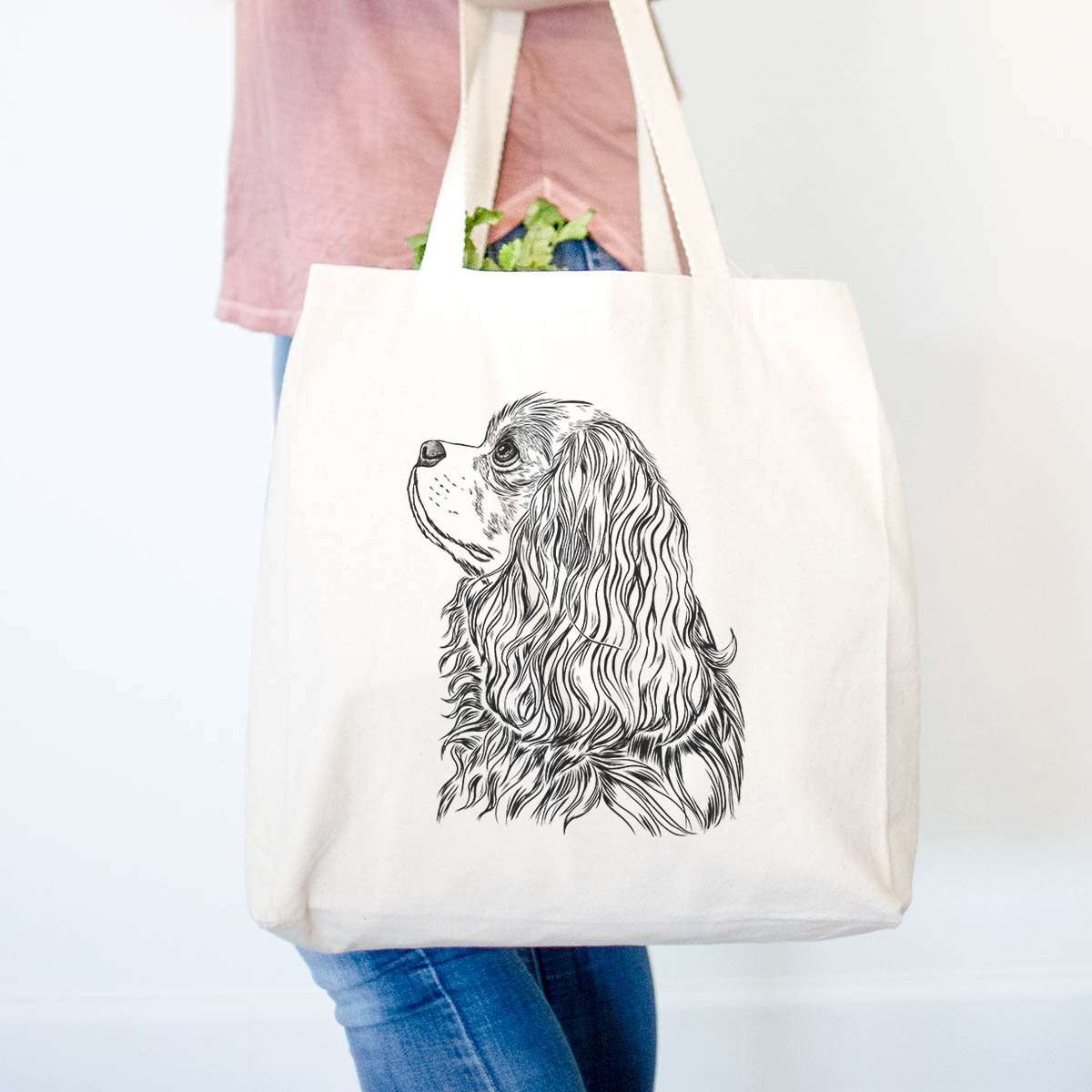 Cavalier King Charles Spaniel Profile Tote Bag - Beige