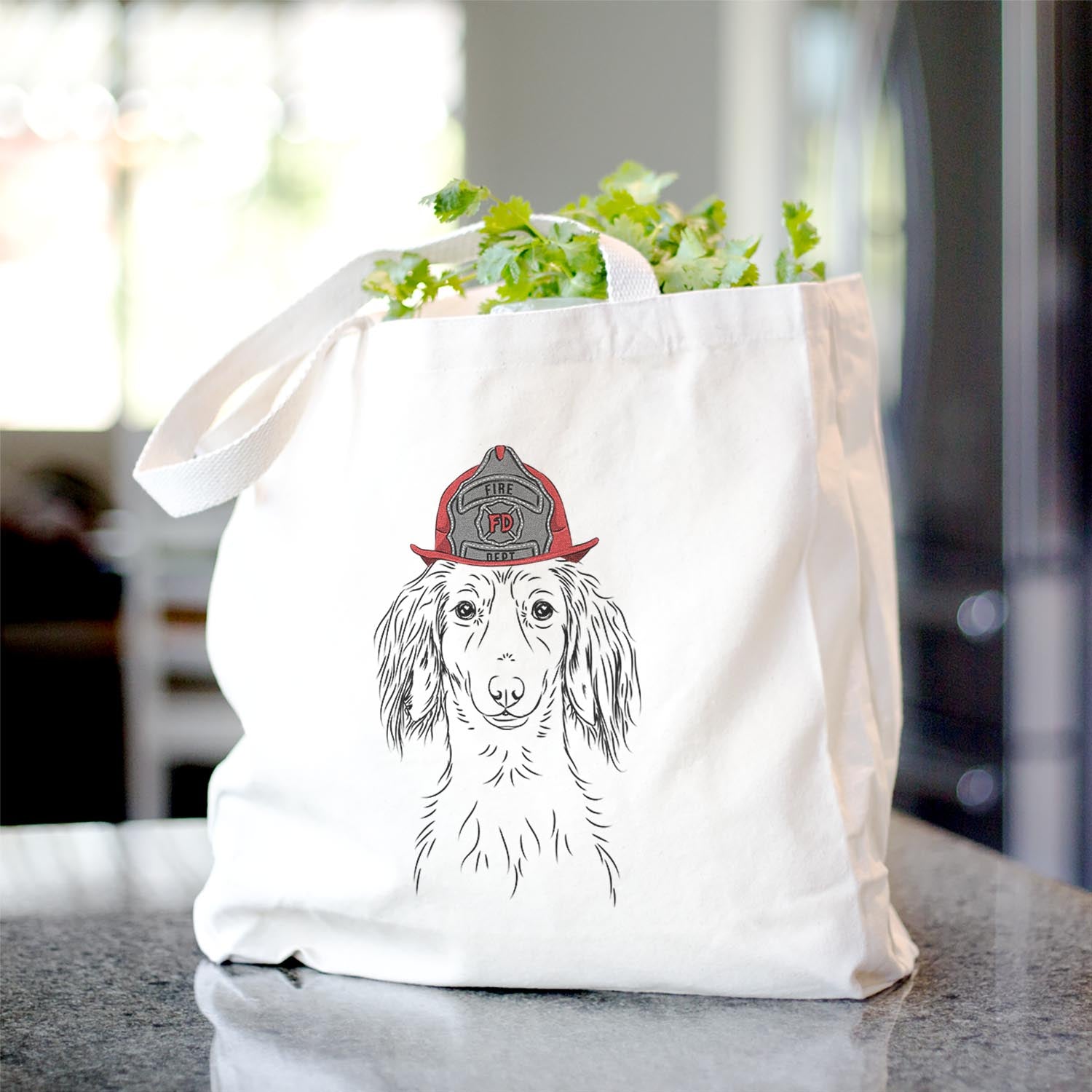 Long Haired Dachshund Print Canvas Tote Bag
