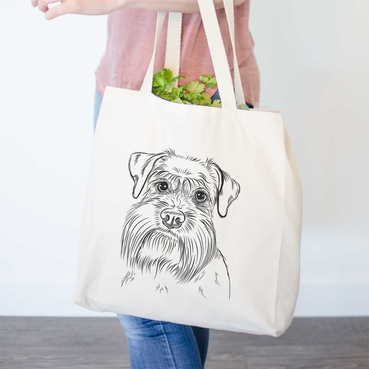 Schnauzer Print Cotton Tote Bag - Stylish & Durable
