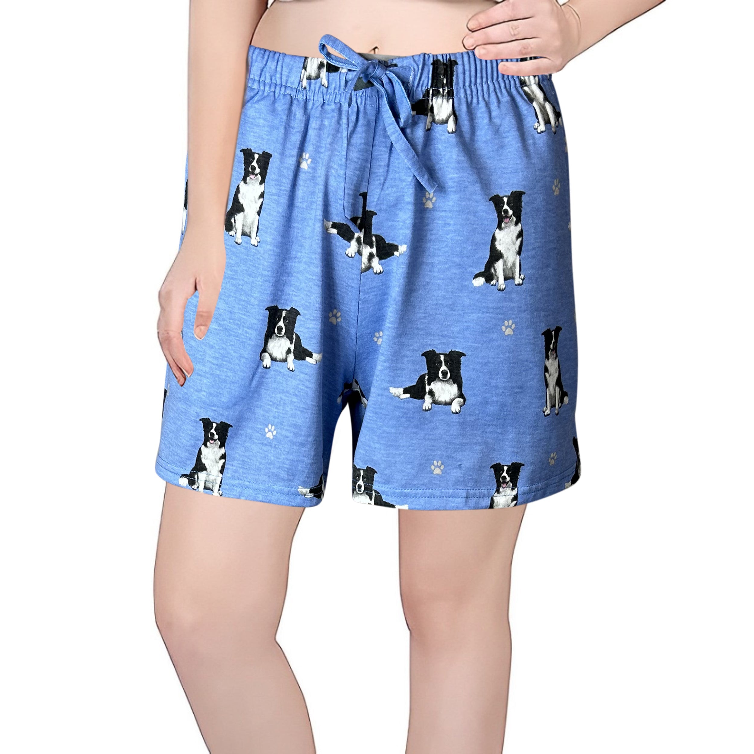 Border Collie Womens Dog Print Lounge Shorts