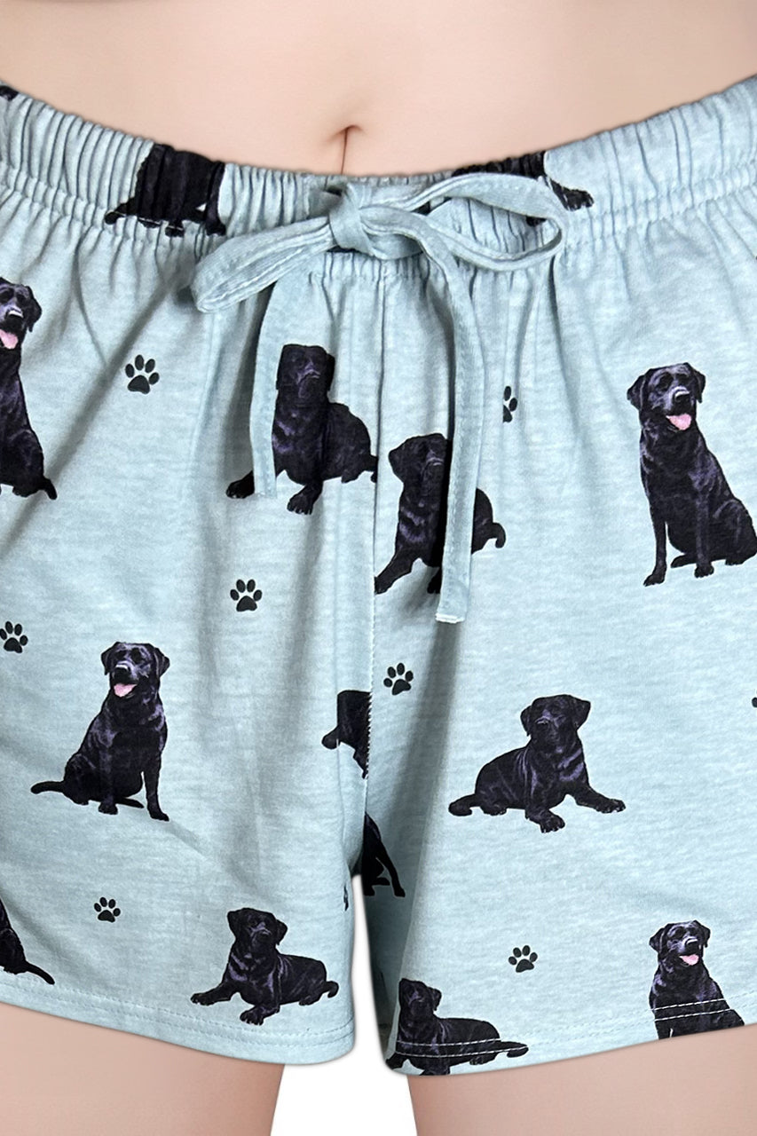 Labrador Black Womens Lounge Shorts - Comfy Pet Lover Gift