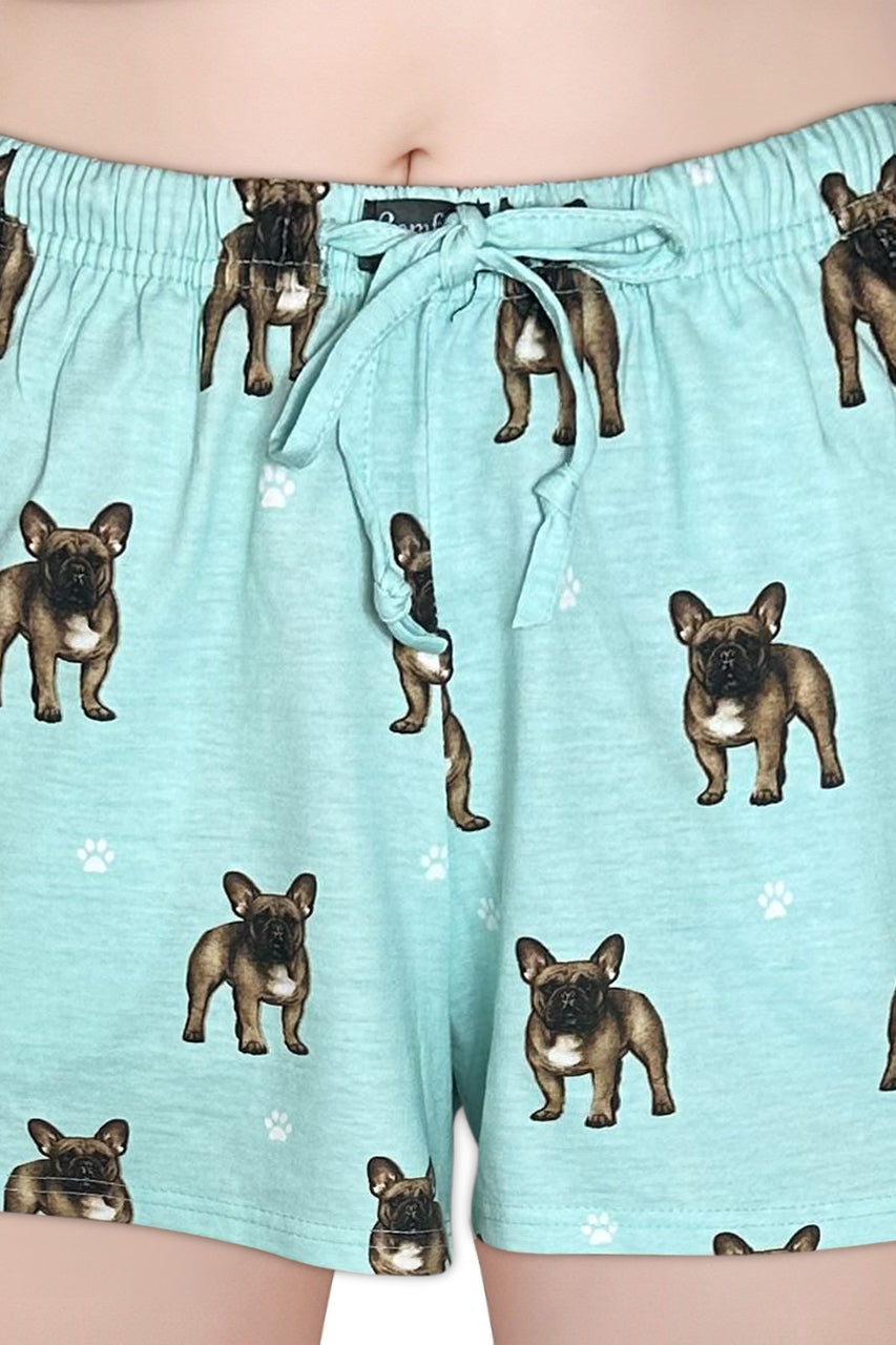 Womens French Bulldog Lounge Shorts - Lightweight & Stylish Dog Print Shorts