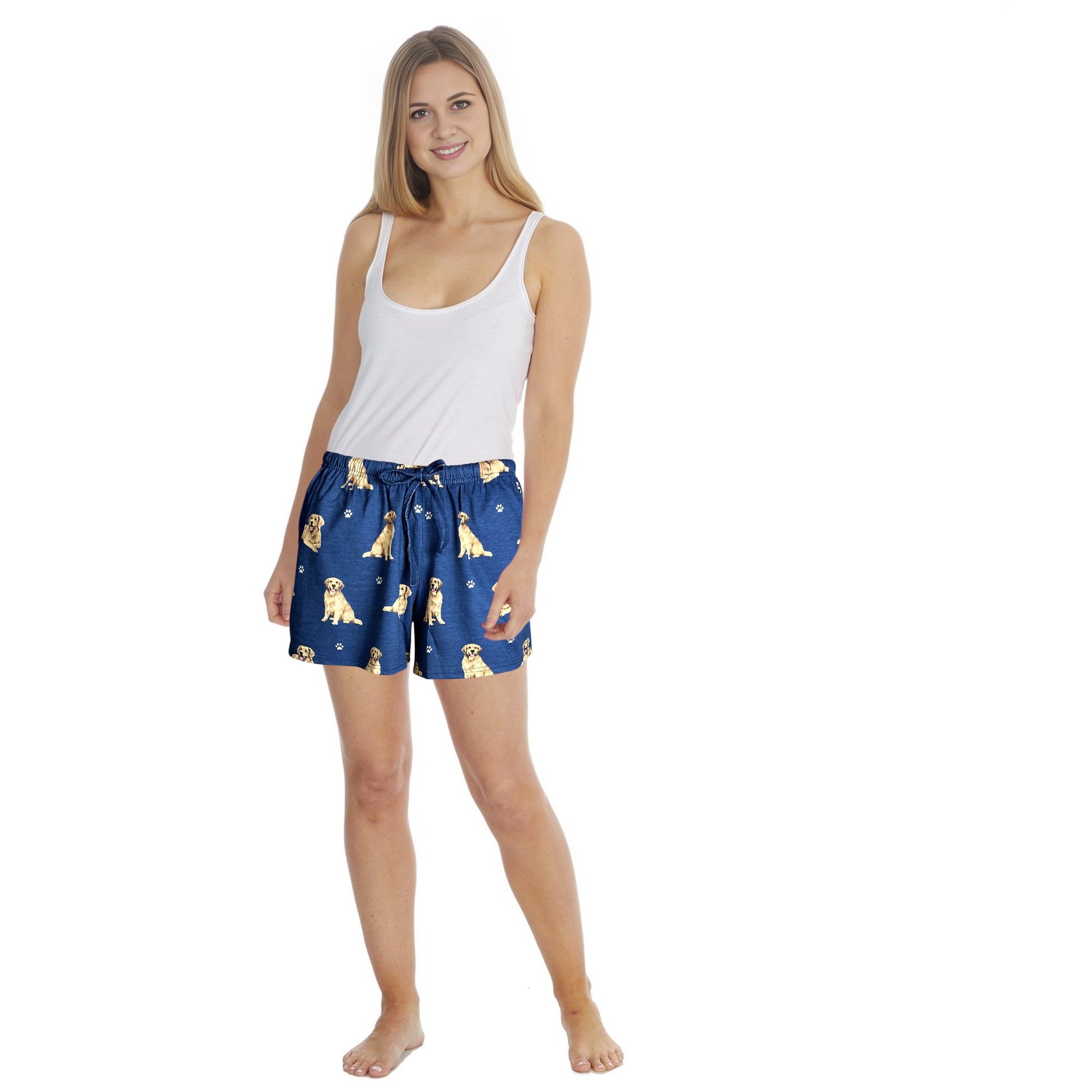 Golden Retriever Print Womens Dog Shorts - Summer Loungewear