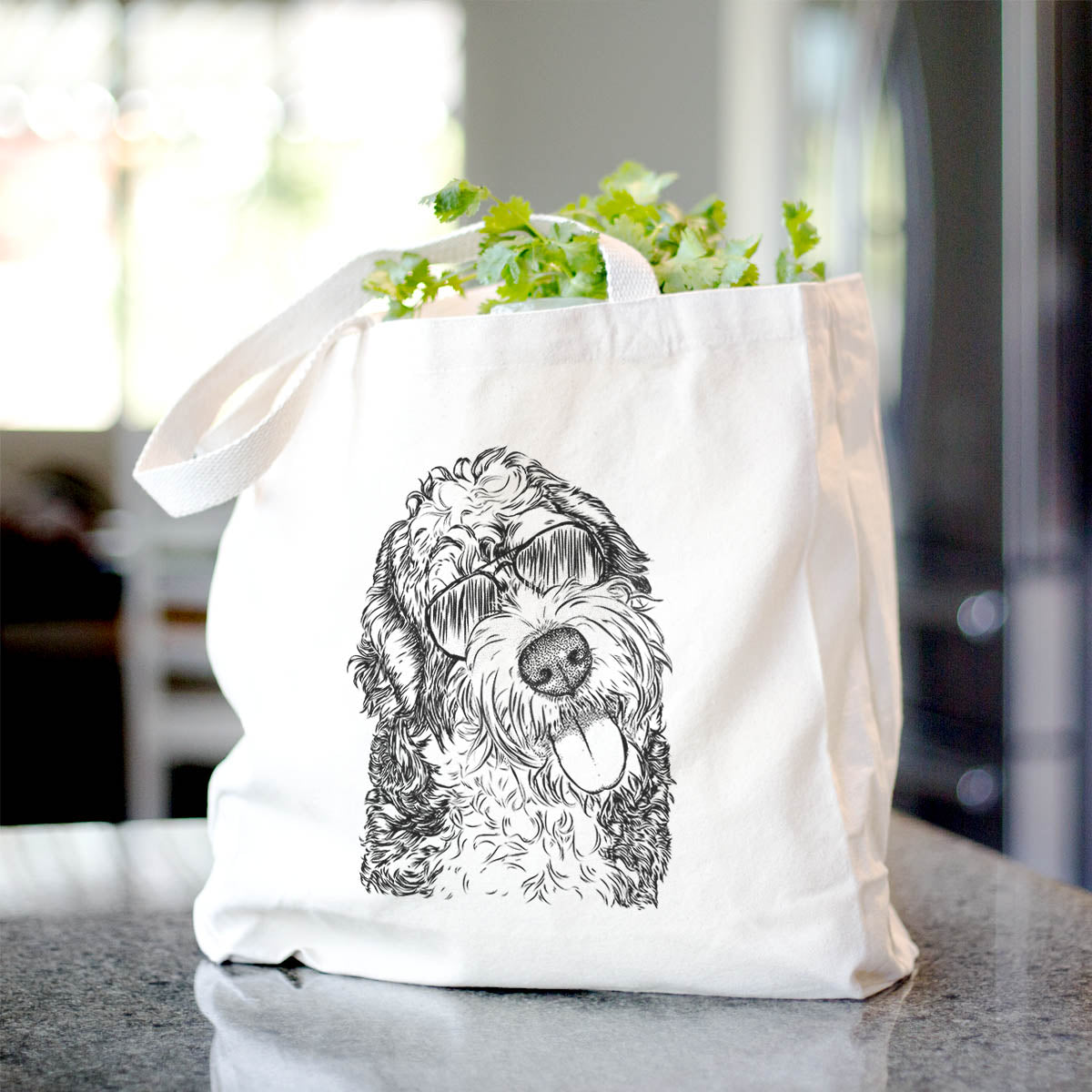 Bernedoodle Print Cotton Canvas Tote Bag - Stylish and Trendy