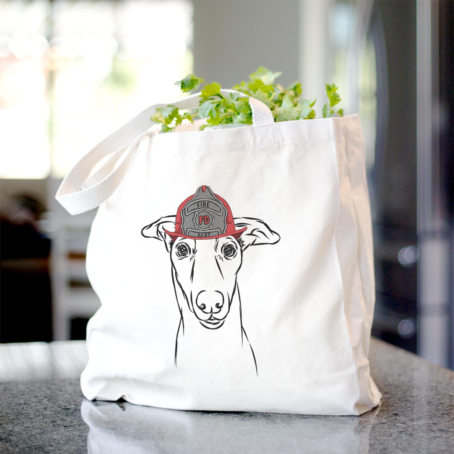 Greyhound Print Canvas Tote Bag