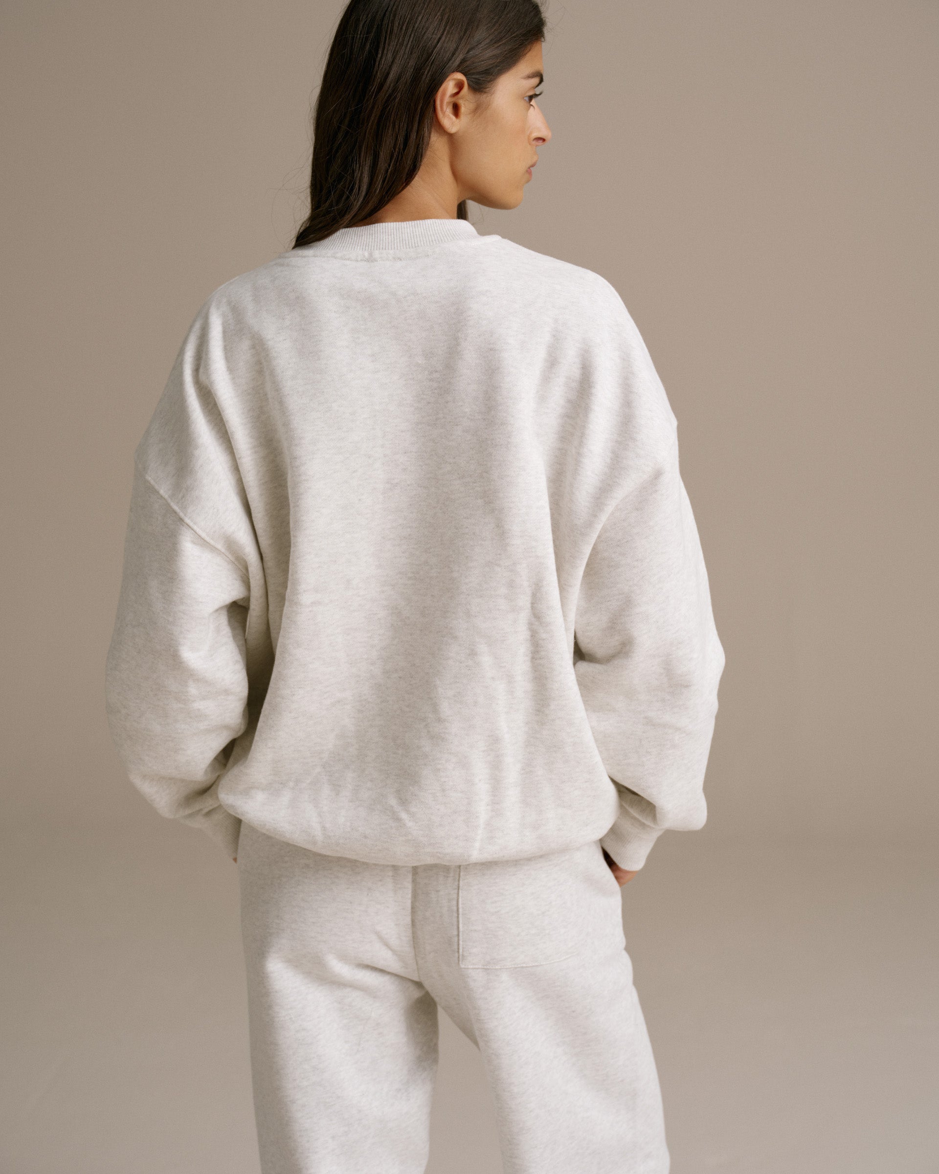 Varsity Oversized Sweatshirt - Light Grey Melange/Black