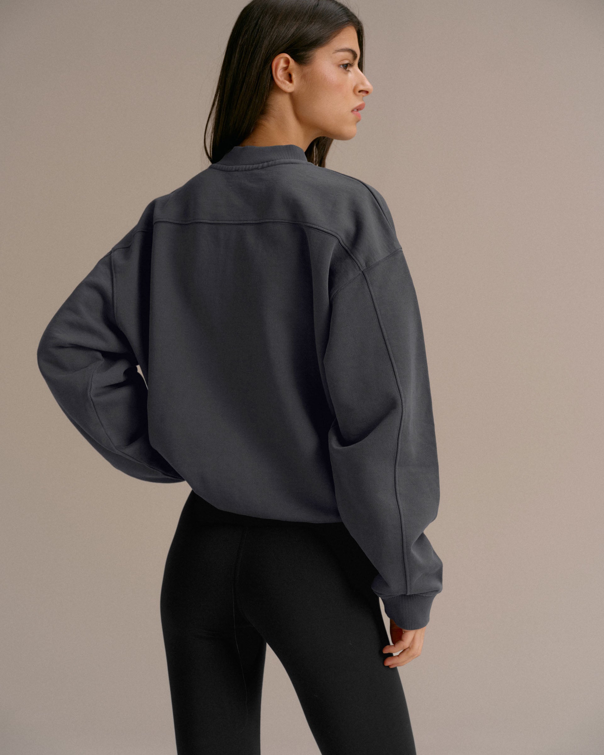 Classics Distressed Full Zip Sweatshirt - Charcoal Grey/Blush Pink