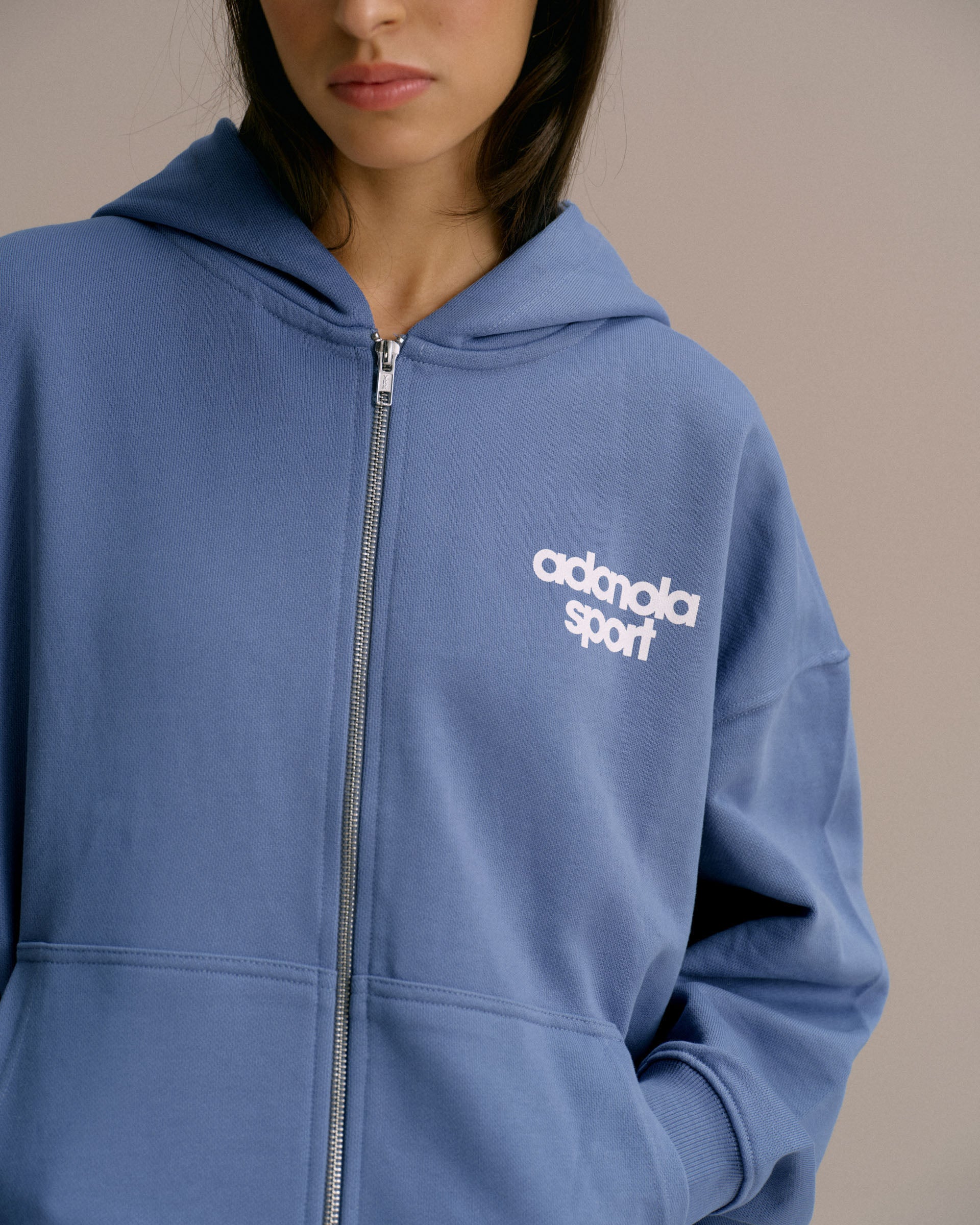 AS Bold Oversized Full Zip Hoodie - Vintage Blue/Marshmallow White