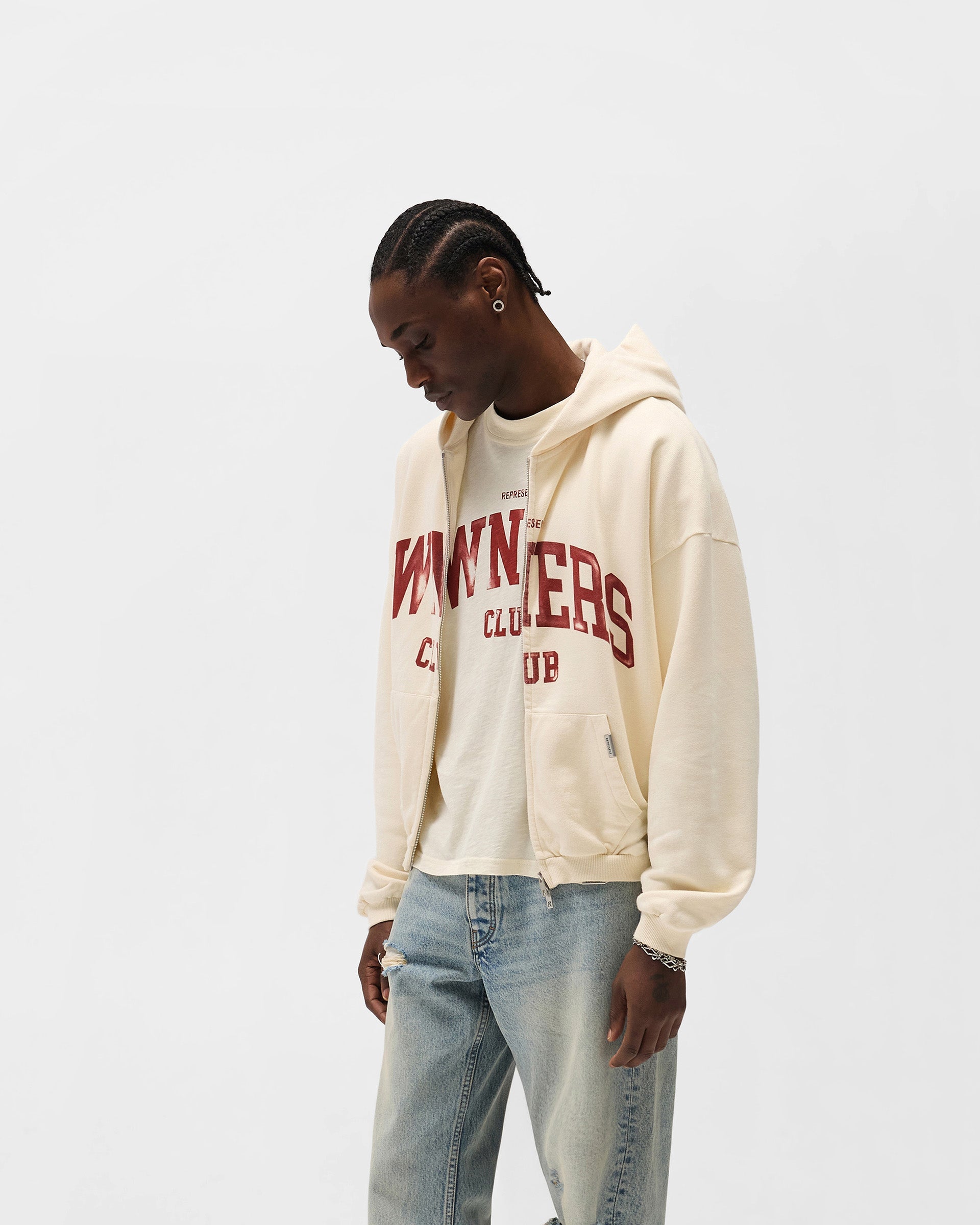 Represent Owners Club Zip Through Hoodie - Buttercream