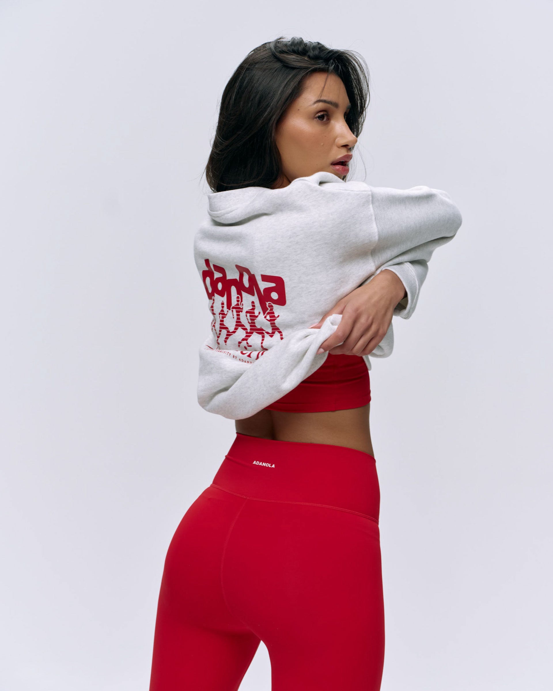 Runners Oversized Sweatshirt - Light Grey Melange/Classic Red