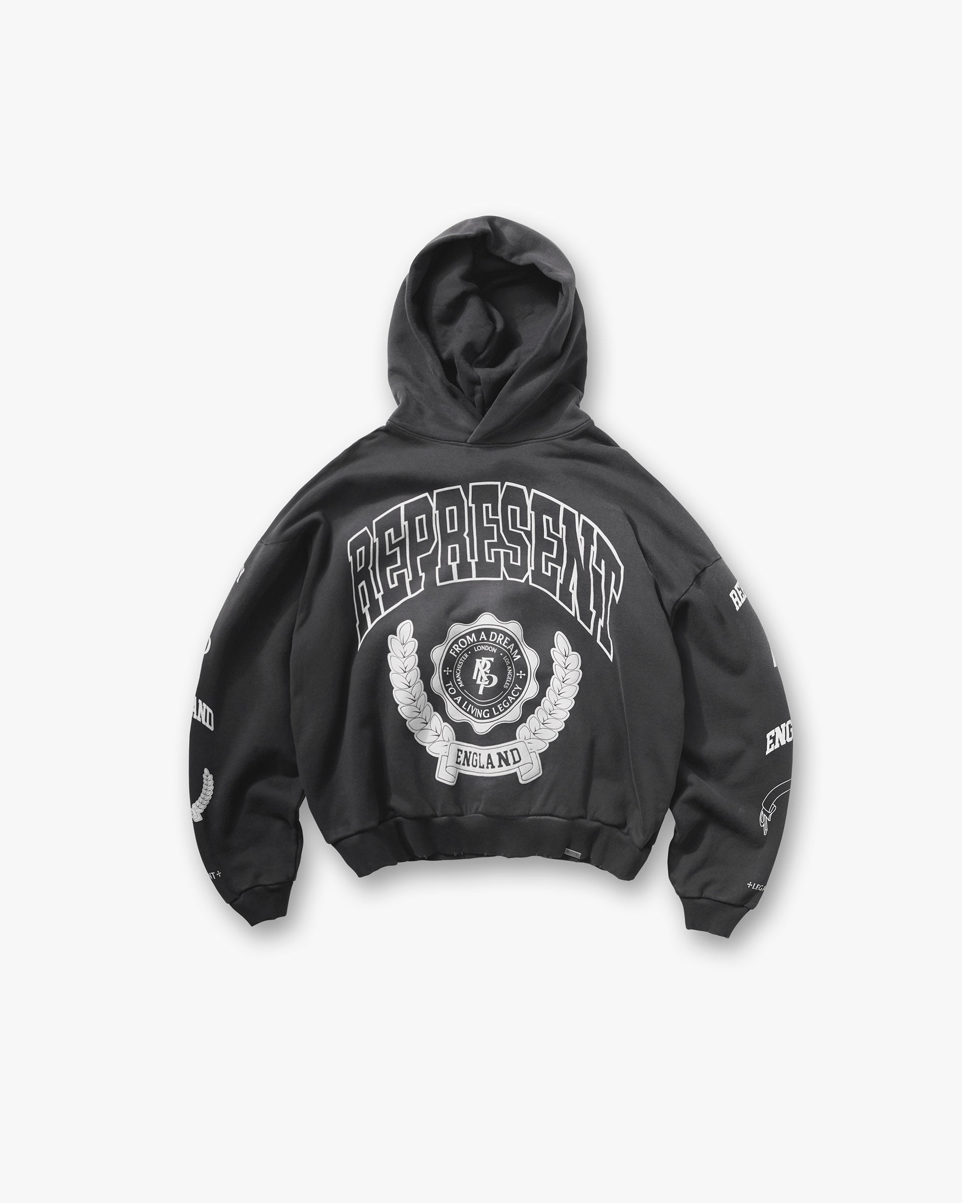 Represent Legacy Crest Hoodie - Stained Black