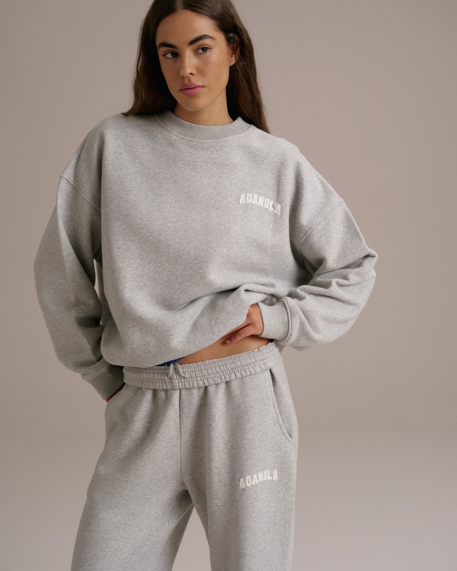 Varsity Oversized Sweatshirt - Grey Melange/Marshmallow White