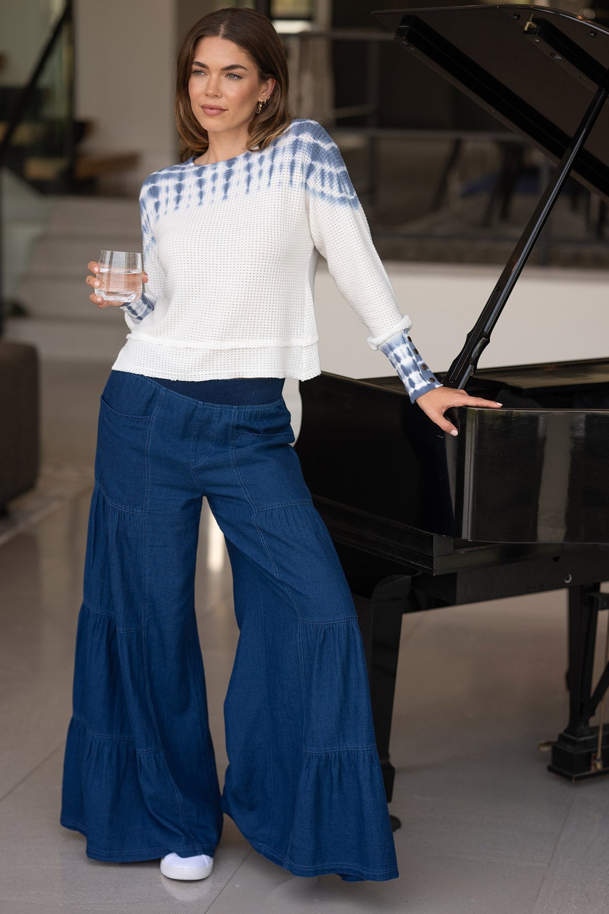 Kelsoe Buttoned Cuffs Thermal Long Sleeve Top