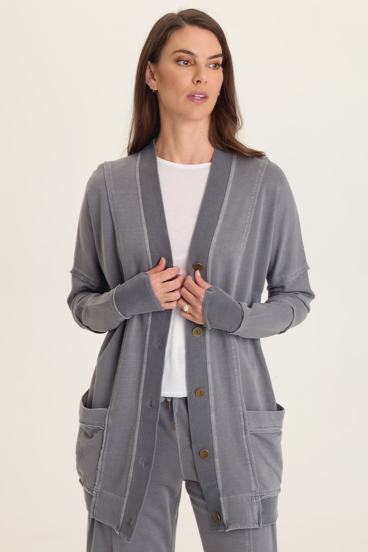 Trude Fleece Button-Up Cardigan