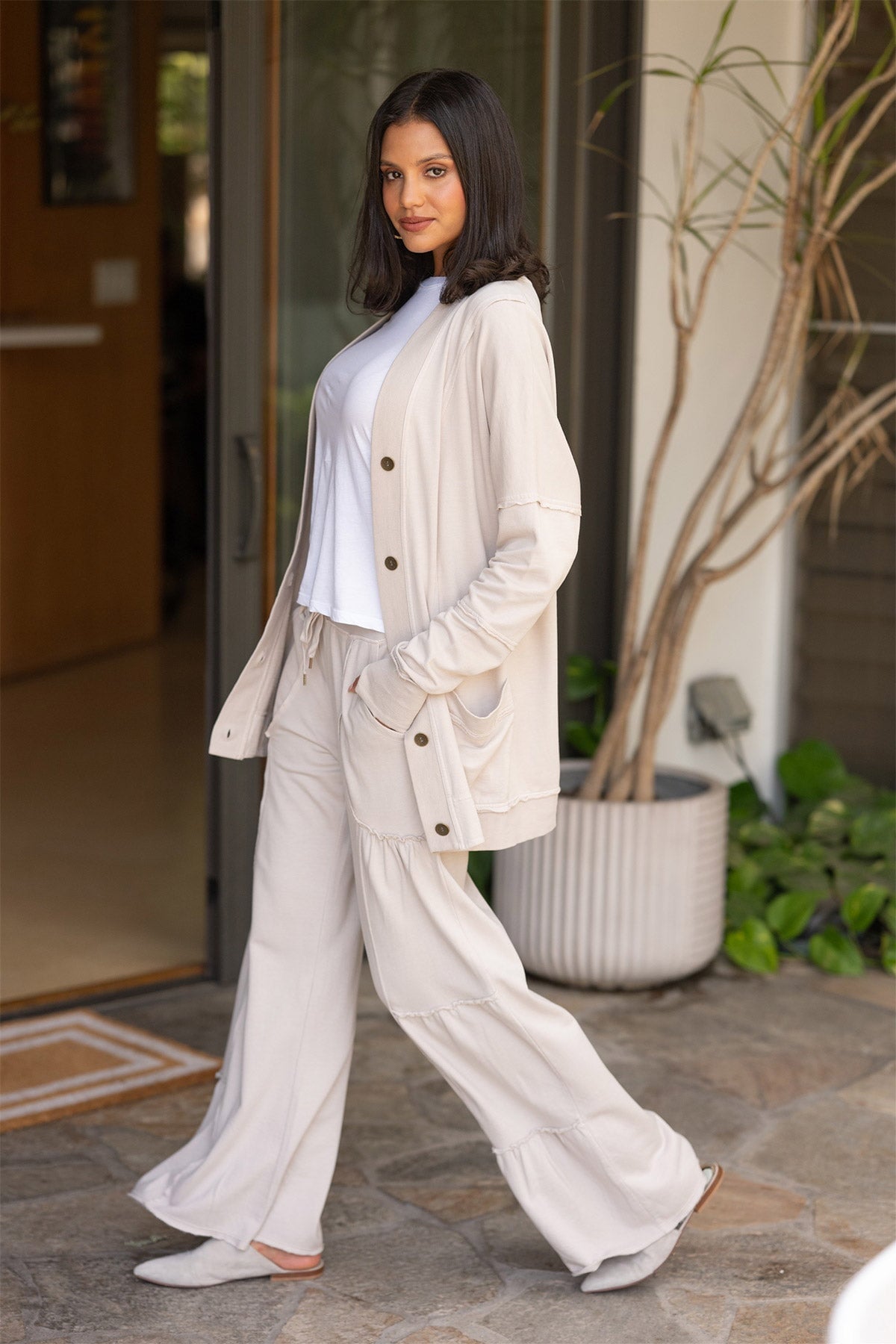 Trude Fleece Button-Up Cardigan