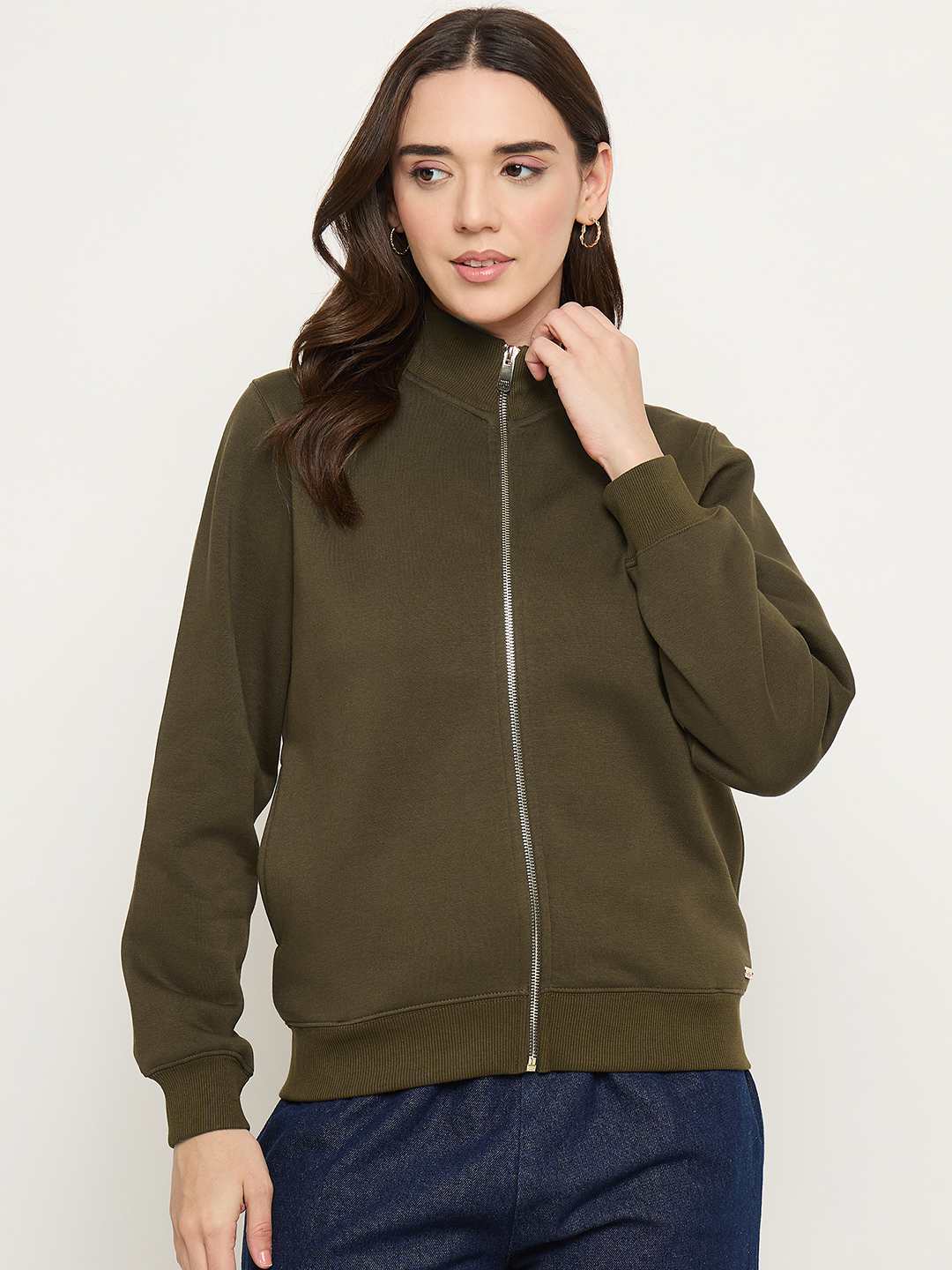 Madame High Neck Olive Sweatshirt