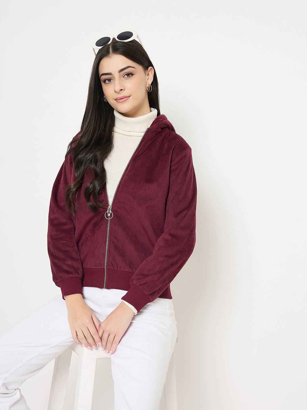 Madame Hooded Plum Sweatshirt
