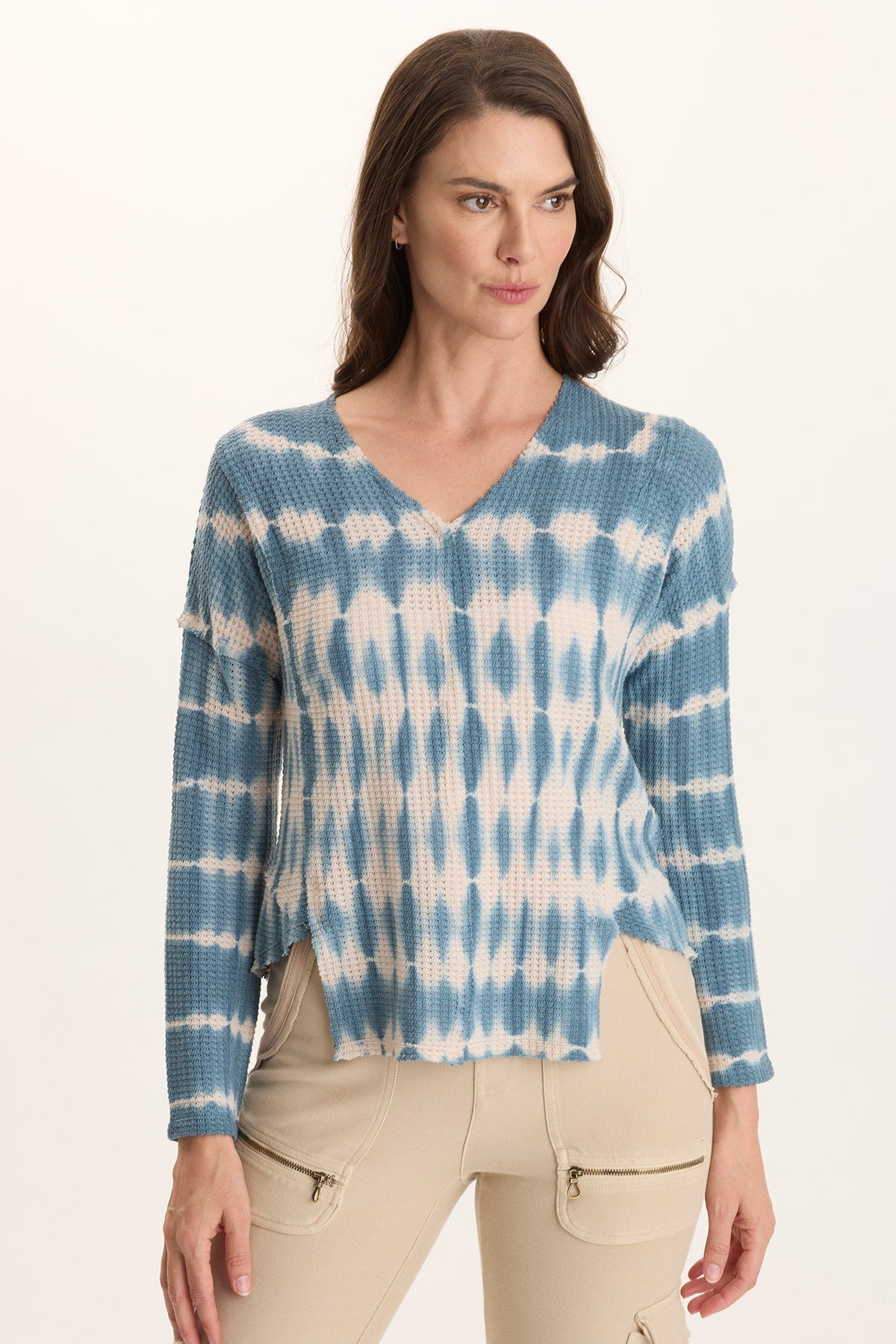 Arnie Thermal Asymmetrical Hem V-Neck Top