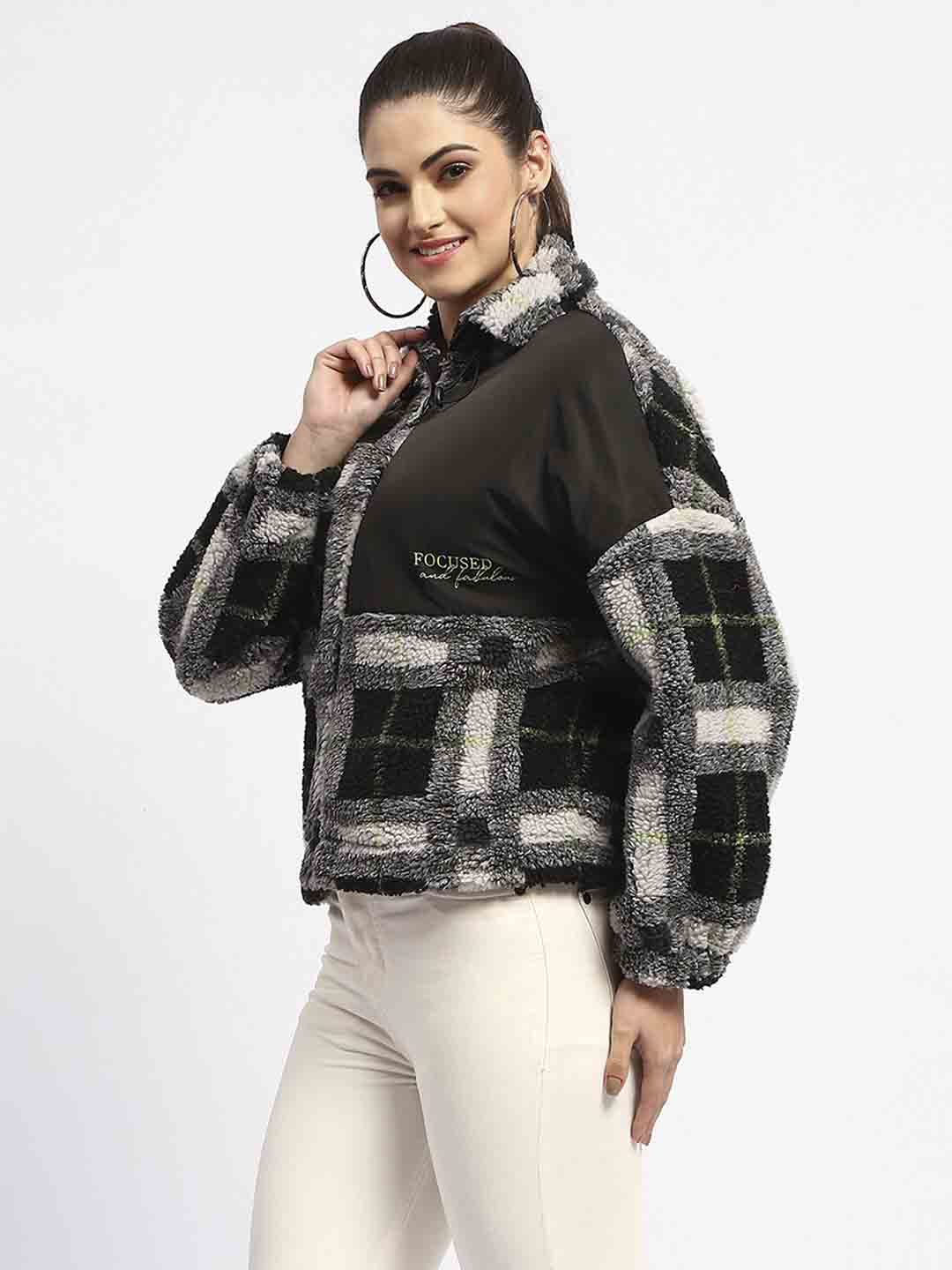 Madame Geometric Print Black Puff Sweatshirt