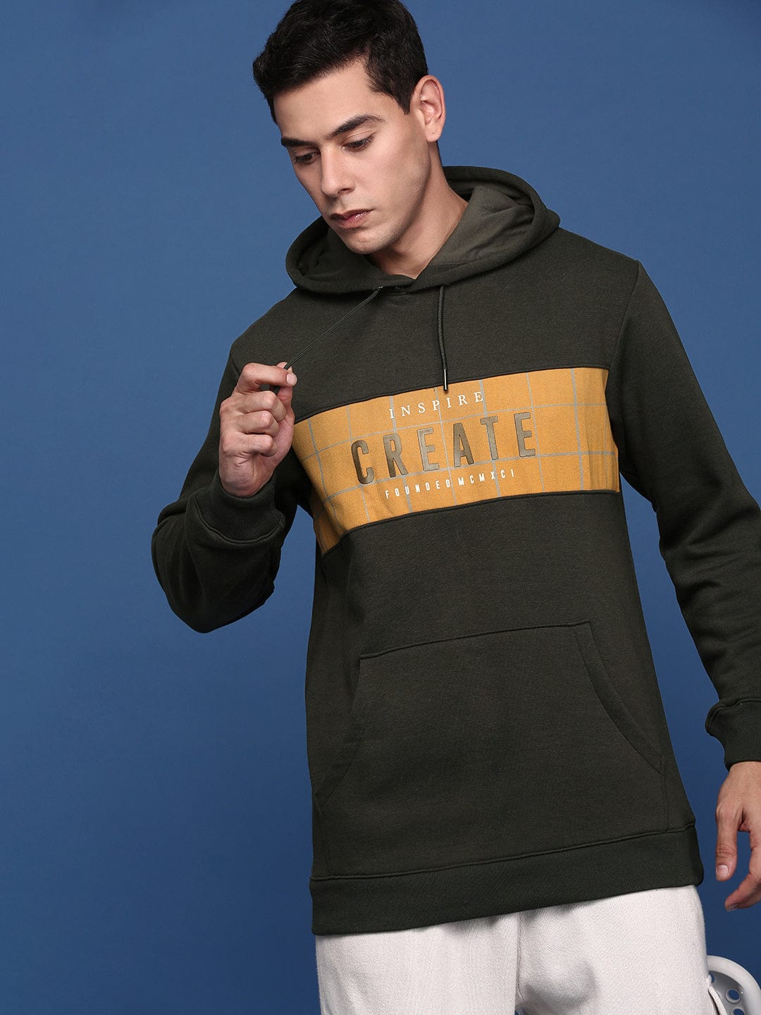 Men's Printed Green Hoodie
